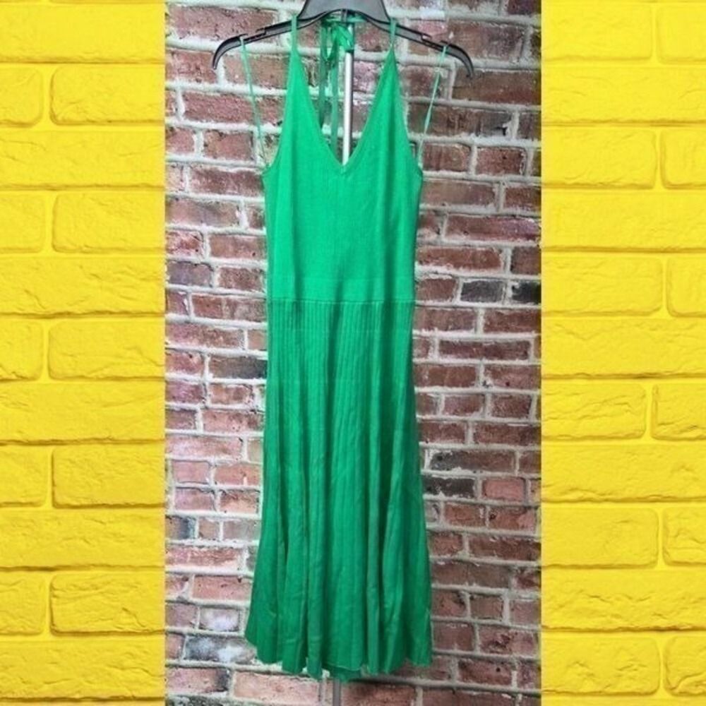 A New‎ Day Ribbed Sweater Dress  Women's Size Large  Green  Halter Neck